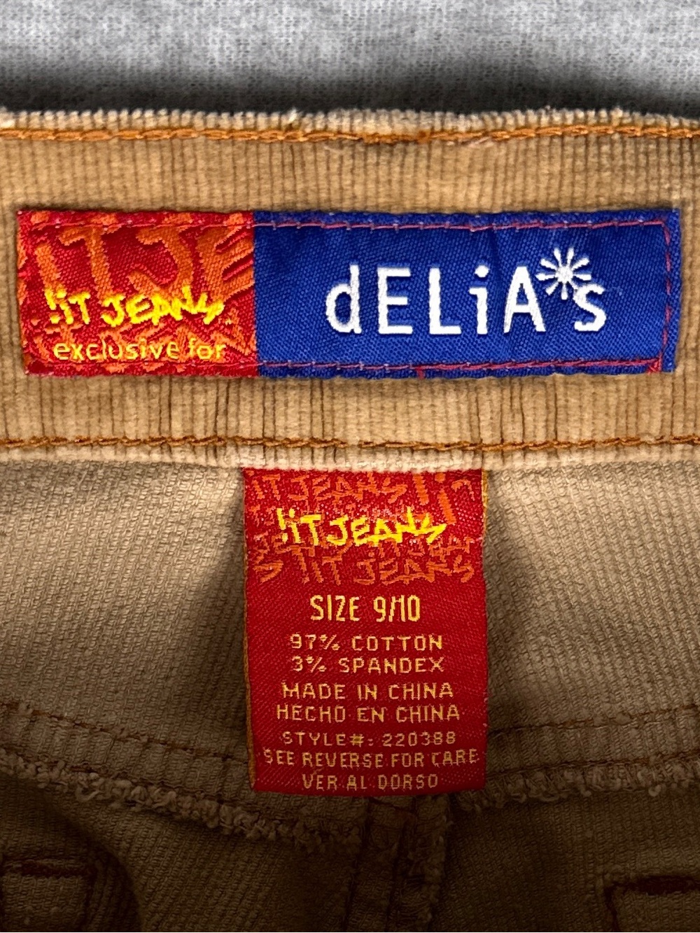 Vintage Y2K dELiA*s IT Jeans Corduroy Pants 9/10 Tan Low Rise Bootcut Flare